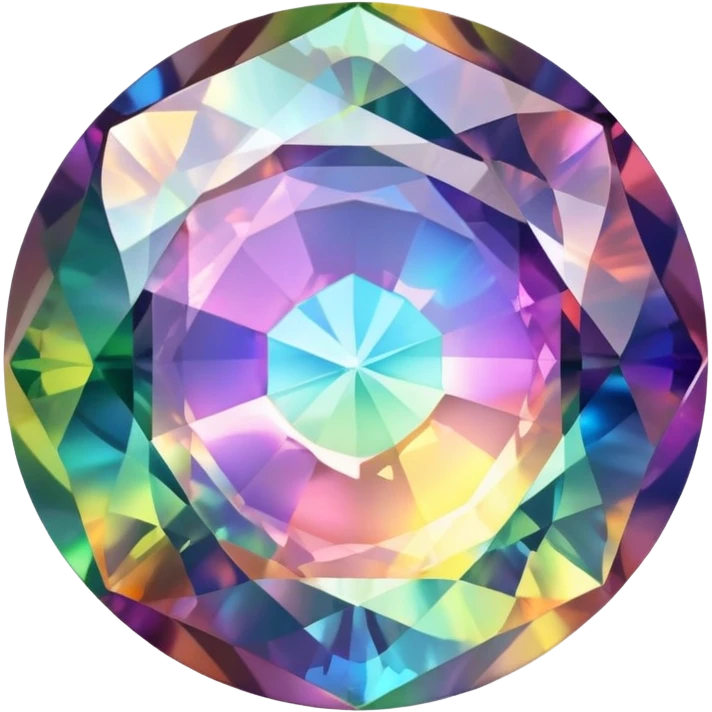 round cut gemstone with iridescent swirling colors inside emoji