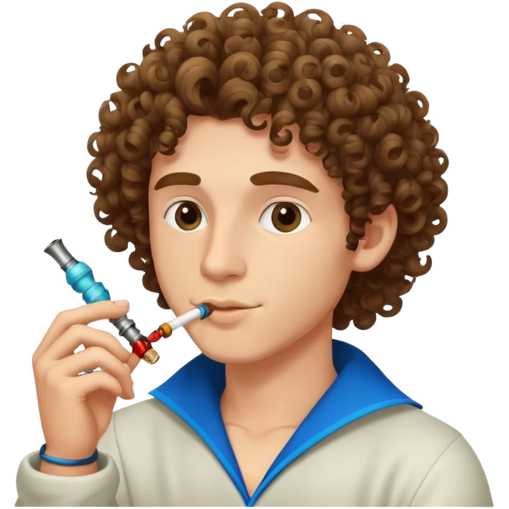 Curly Jew boy with hookah emoji