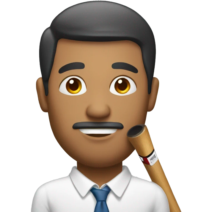 man at presentation board with stick emoji
