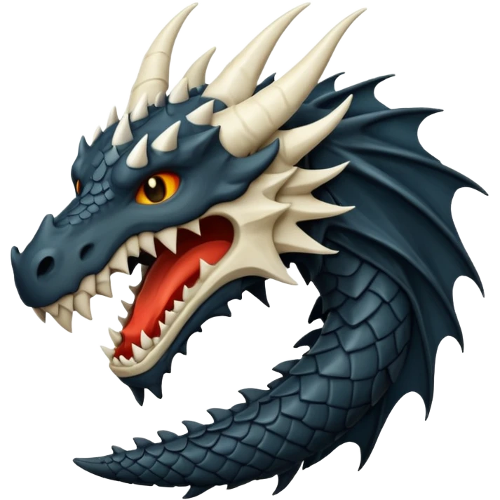 iOS style emoji, minimal dragon fang, dark fantasy object emoji