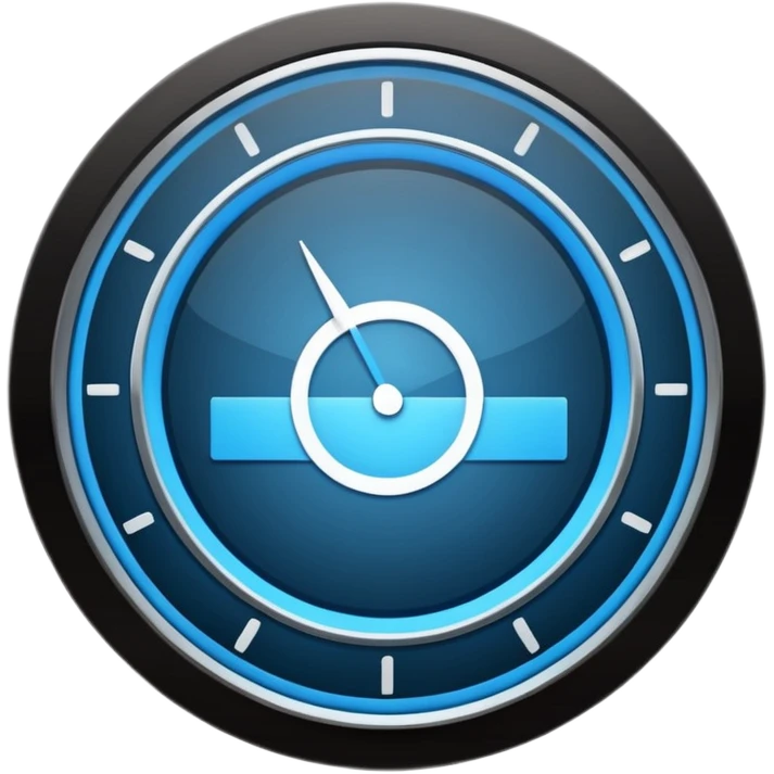 circular dashboard icon, segmented blue ring, 92% in the middle, two small trend lines, smooth vibrant minimal emoji