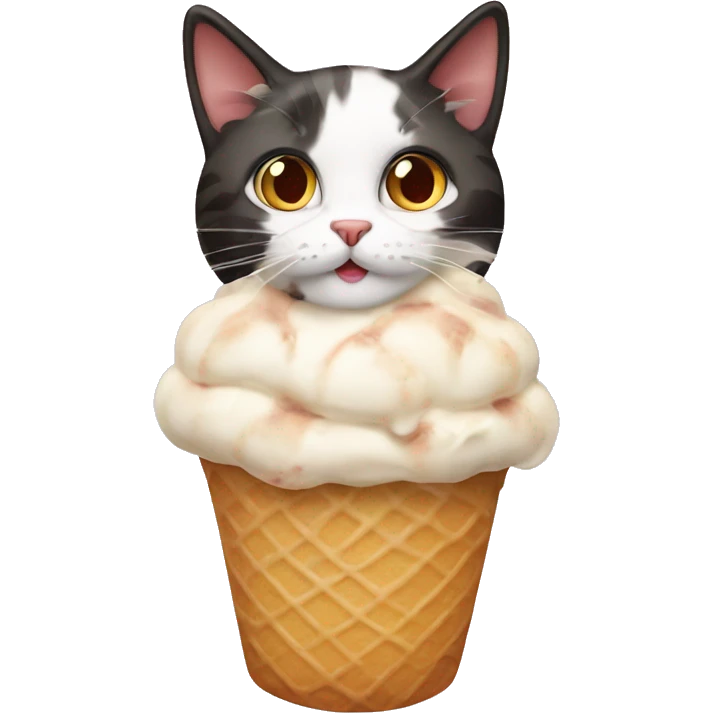 Icecream with calico cat emoji