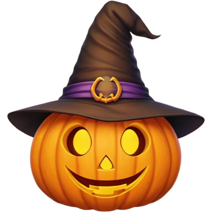 cute pumpkin with witch hat  emoji