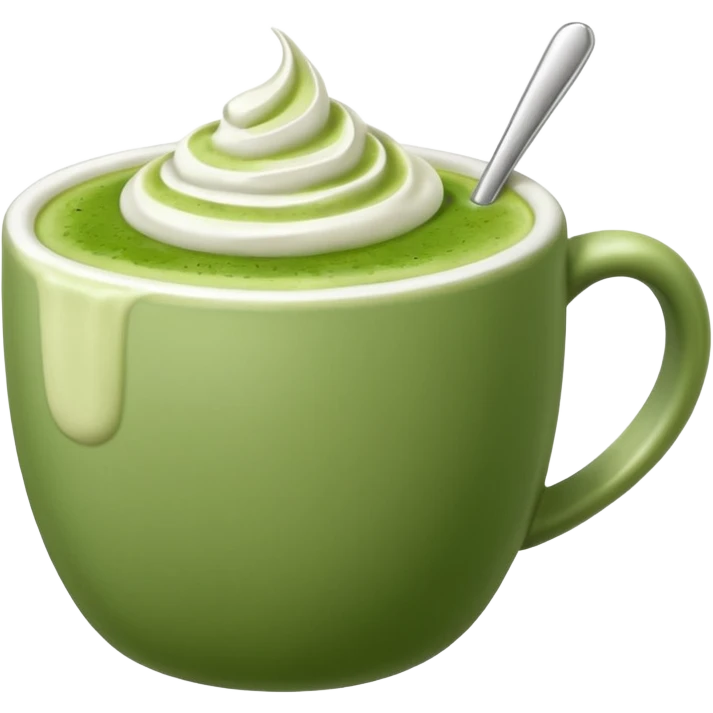 a cup of matcha latte with green frothy top emoji