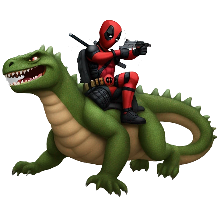 Deadpool riding godzilla emoji