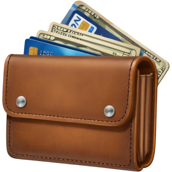 portefeuille marron avec pleins de billet et carte bancaire emoji