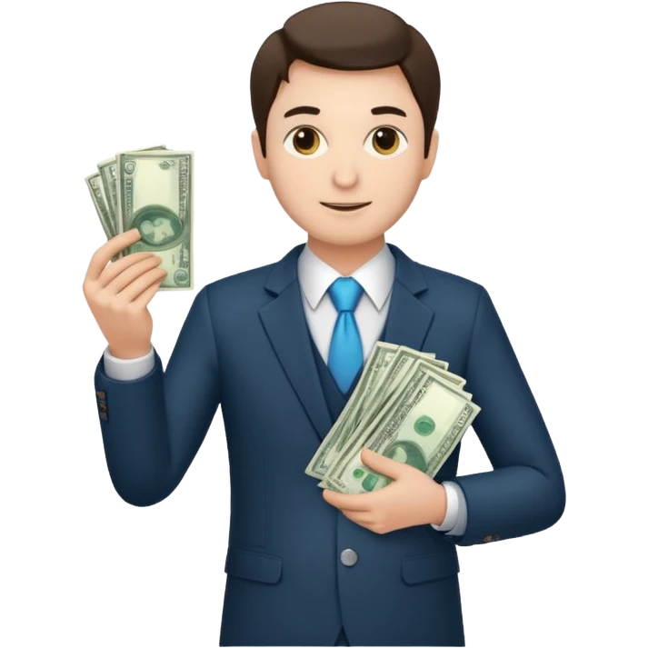 CEO with money in his hands donating to hospital emoji