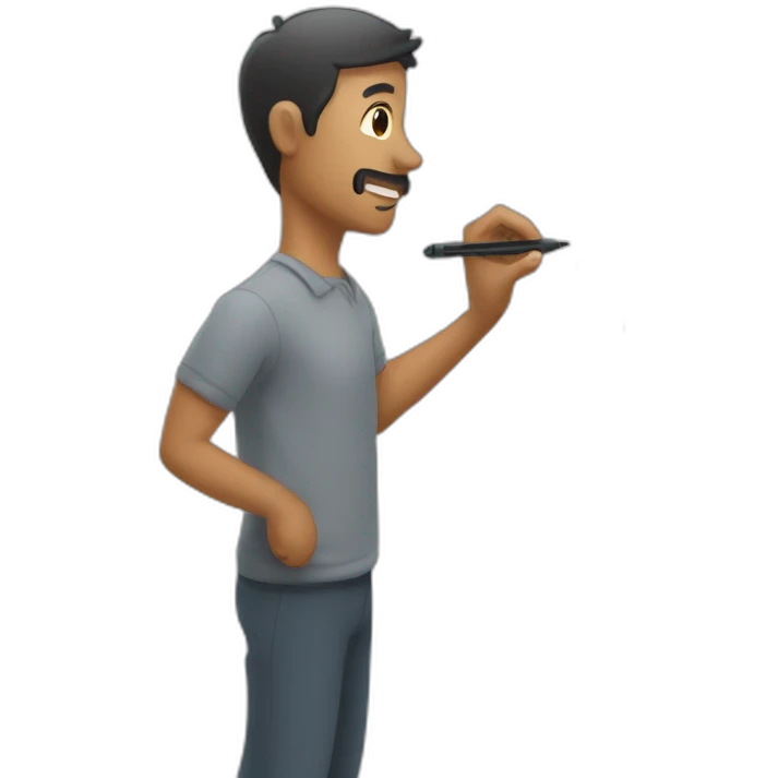 Man writing on a marker board emoji