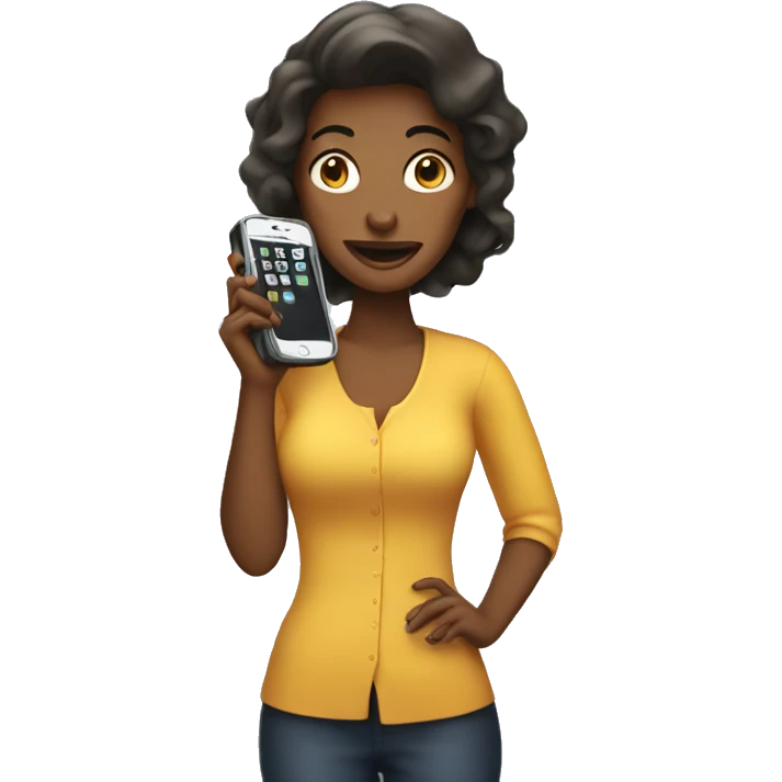 woman showing big phone emoji