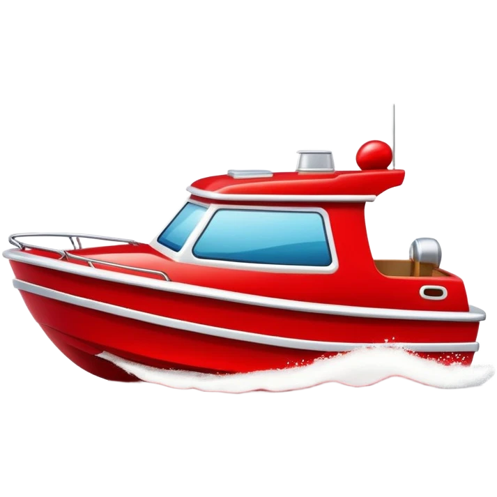 Small red motorboat on waves emoji