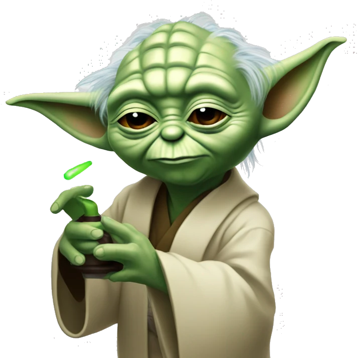 Yoda playing a bop it emoji