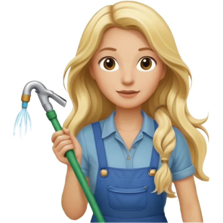 blonde lon hair female gardener hose emoji