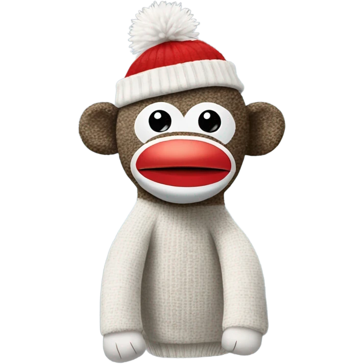 sock monkey wearing sock hat emoji