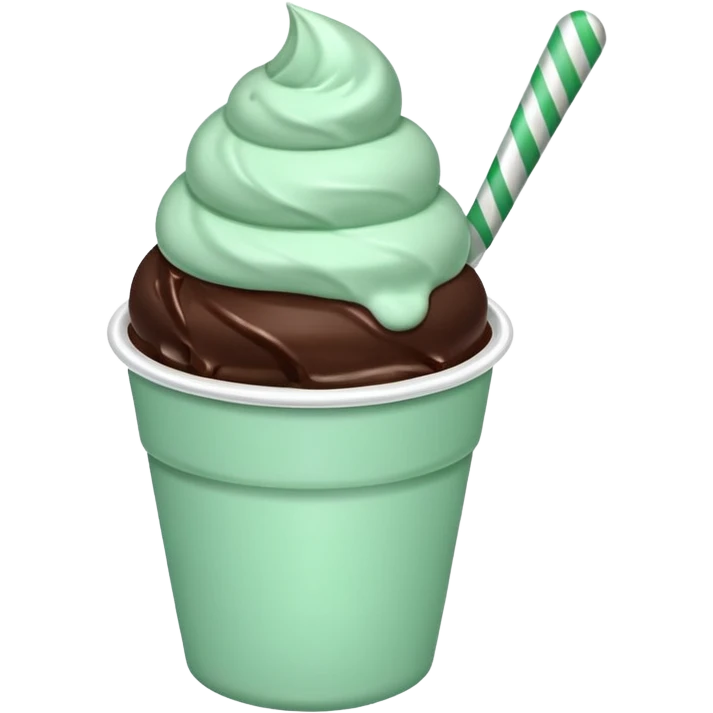white cup with mint and chocolate ice cream emoji