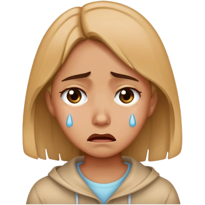 a girl crying because she doesn’t have no father emoji