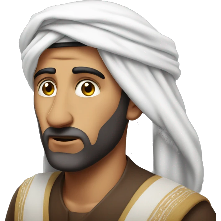 Arab holding his head with his hands photorealistic serious emoji