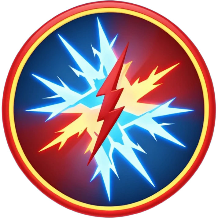 Red and blue lightening in a circle shape with effects emoji