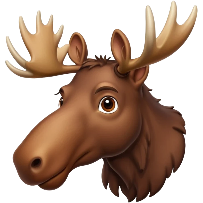 A high-resolution digital illustration of a noble moose portrait in a clean, semi-realistic style. The noble moose is shown head on emoji