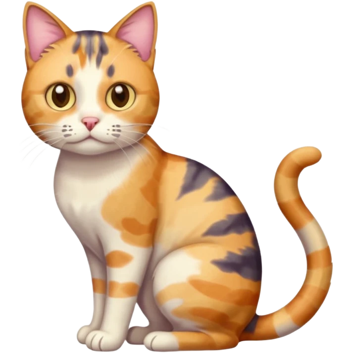 full body anxious looking colourful patchy light calico tabby cat emoji