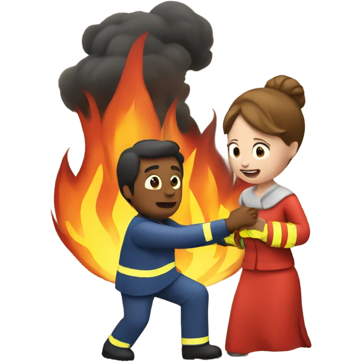lady saving man from fire emoji