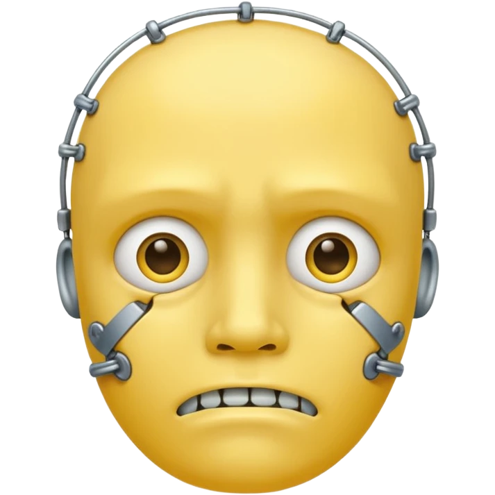 Yellow sad face with braces emoji