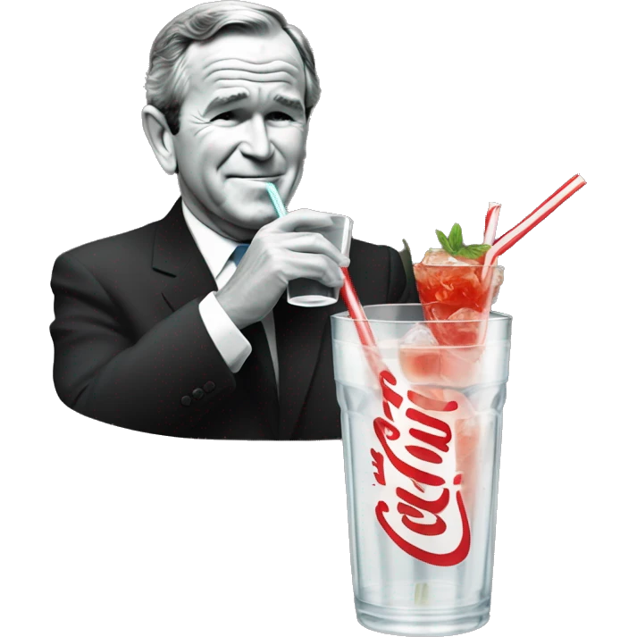 george bush drinking some coke thru a straw from a fancy cocktail glas emoji