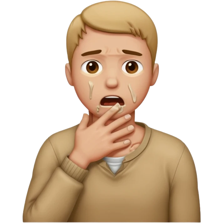 A man choking himself emoji