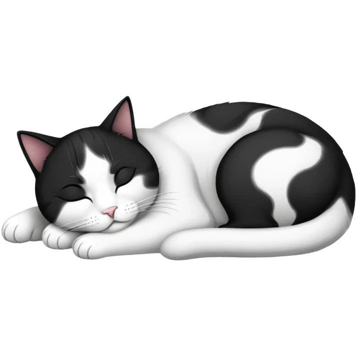 Black and white Devon cat sleeping emoji