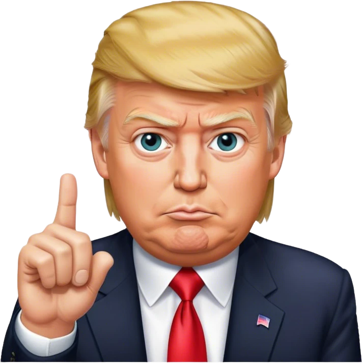 Donald Trump shows one finger photorealistic hyperrealistic emoji