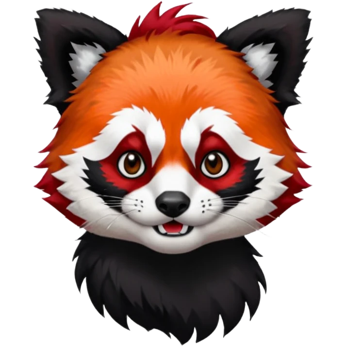 punk red panda with red and black hair emoji