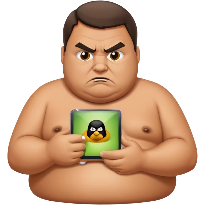 Fat guy angry at Linux device emoji