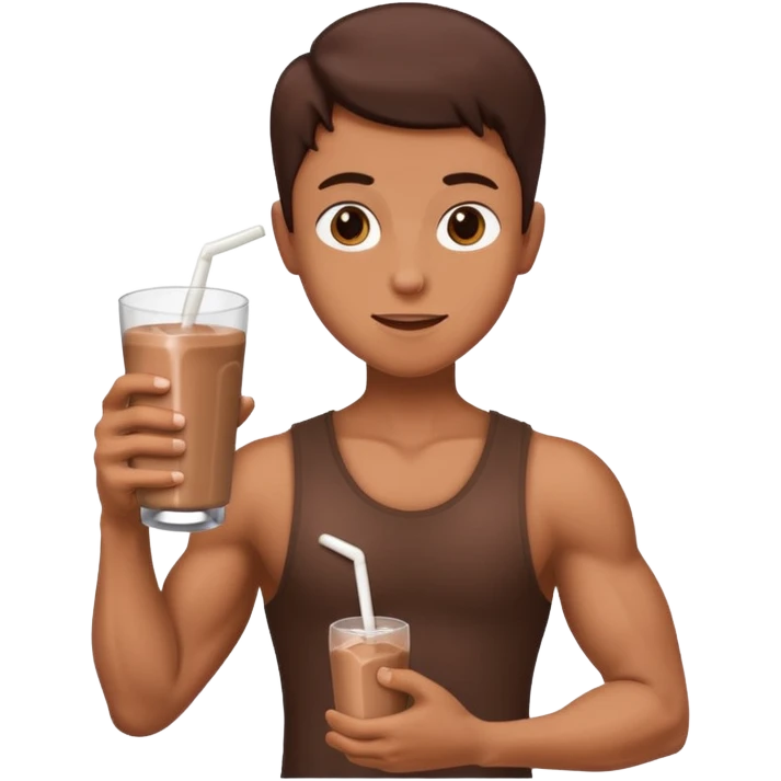 one flexed arm holding a choclate milk  emoji