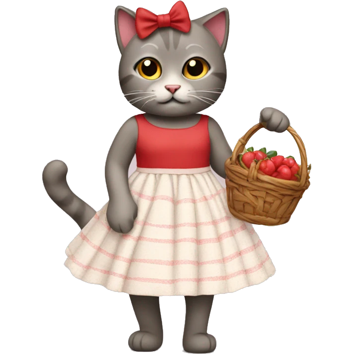 Cat with dress and red baskets emoji