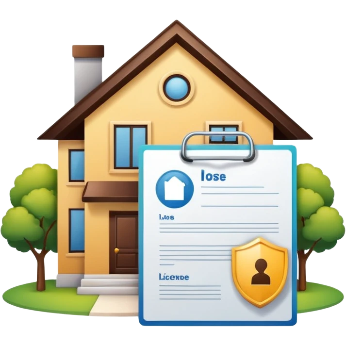 documents and personal license logo house emoji