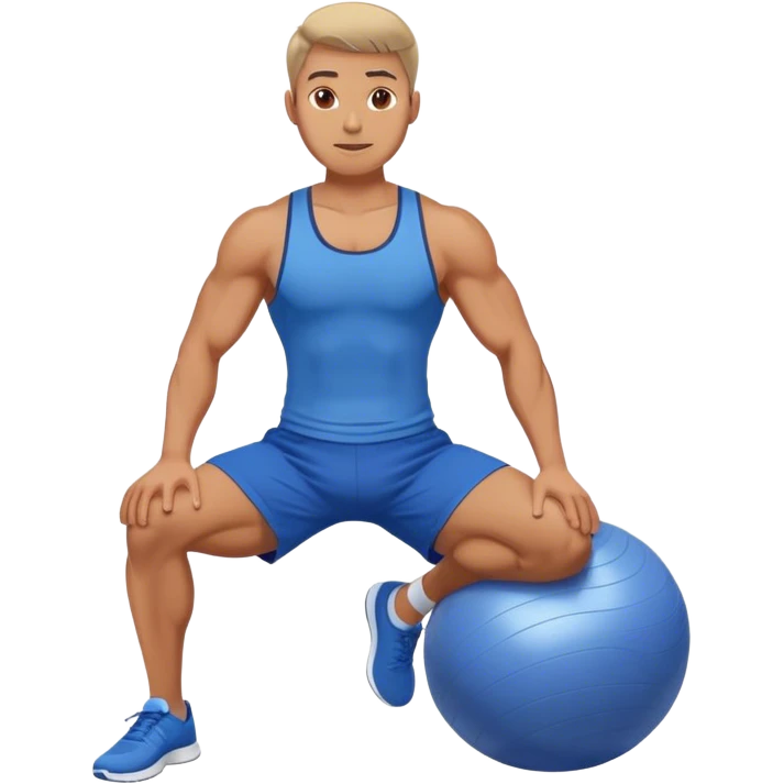 fit man with blue shorts stability ball exercises emoji