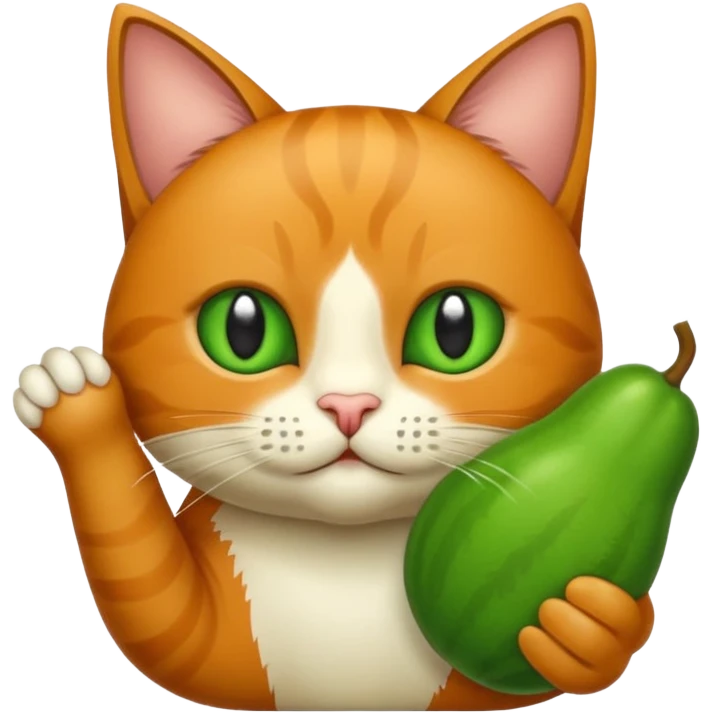 Erstelle eine Katze mit einer Birne hin der Hand emoji