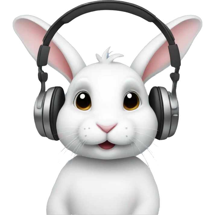 curious rabbit wearing a headphone emoji