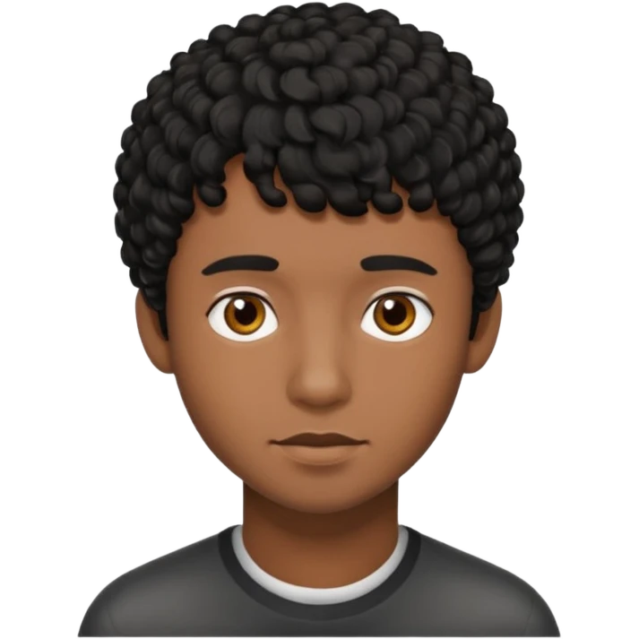 Young man with black curly hair fringe Haircut and dark skin emoji