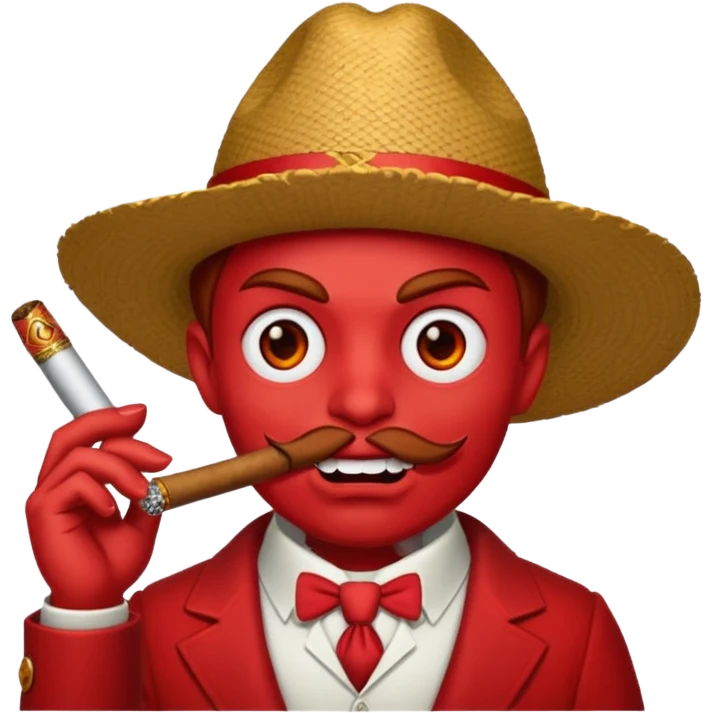 Diablito de cara roja con un cigarro pero el cigarro en la boca y menos humanoide emoji