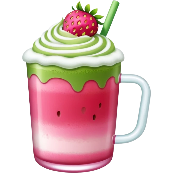 Iced strawberry matcha emoji
