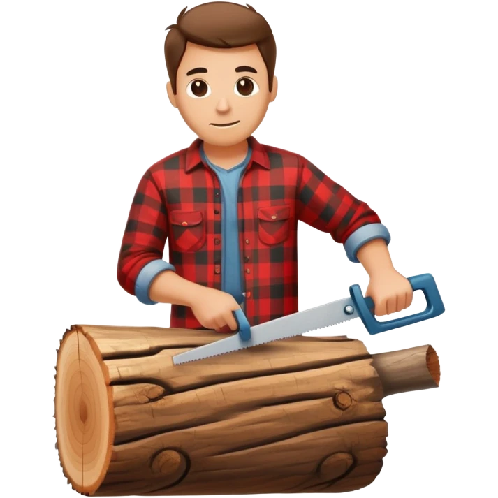 Мужчина пилит бревно emoji