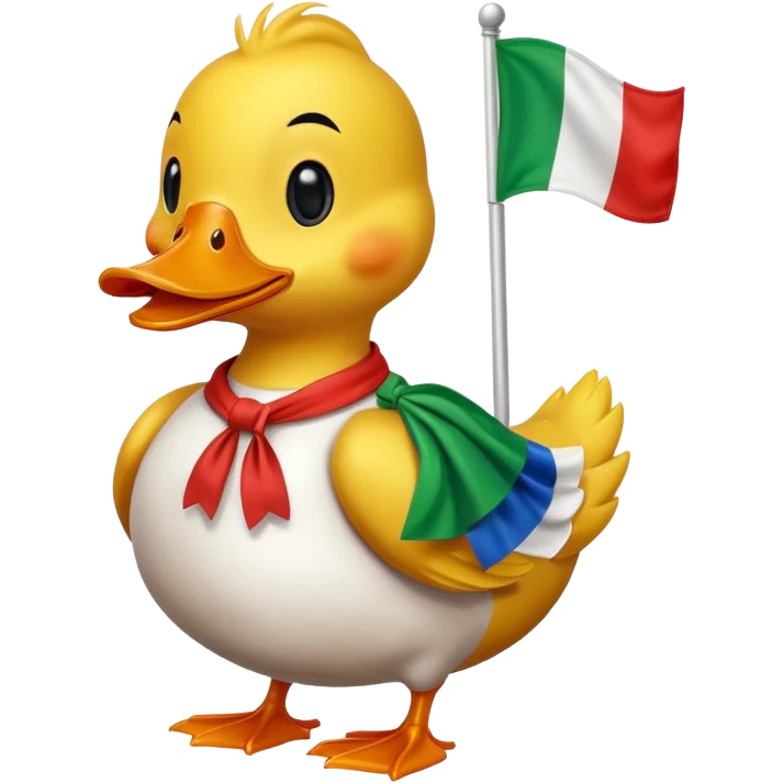 A cartoon duck wearing an Italian flag emoji | AI Emoji Generator