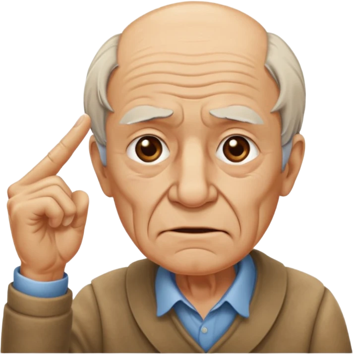 дедушка показывает указательными пальцем на висок  emoji