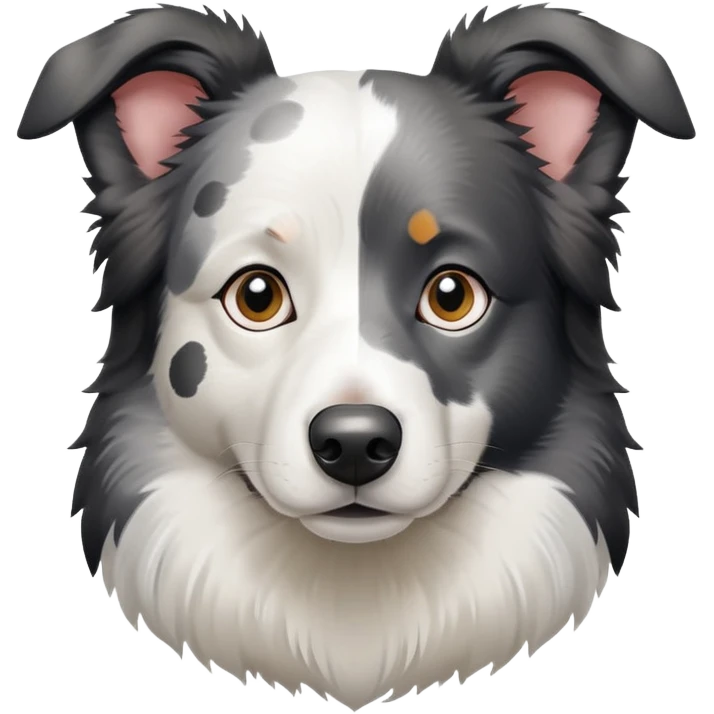 A sitting Border Collie with gray and white spots on its body emoji