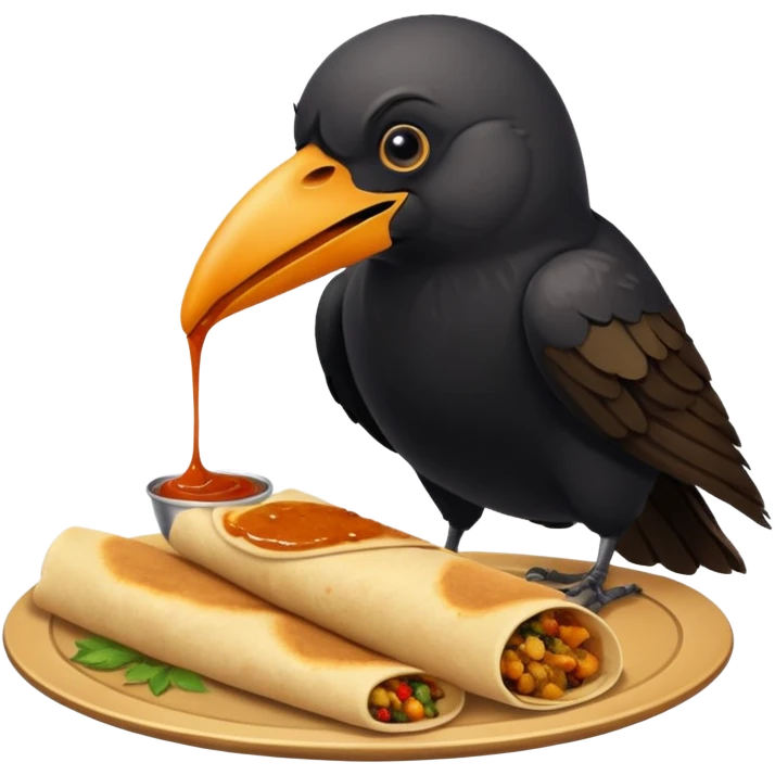 Crow eating dosa emoji