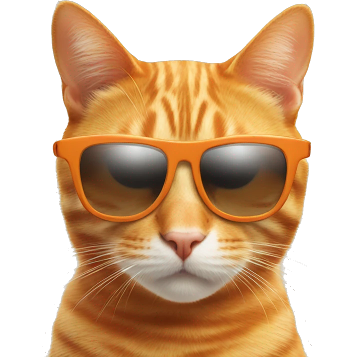 orange cat with sunglasses on beach emoji