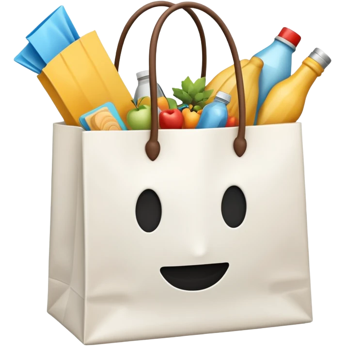 white shopping bag without face, and there are something full inside it, but it is not food emoji