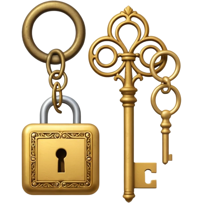 gold antique key The lock emoji