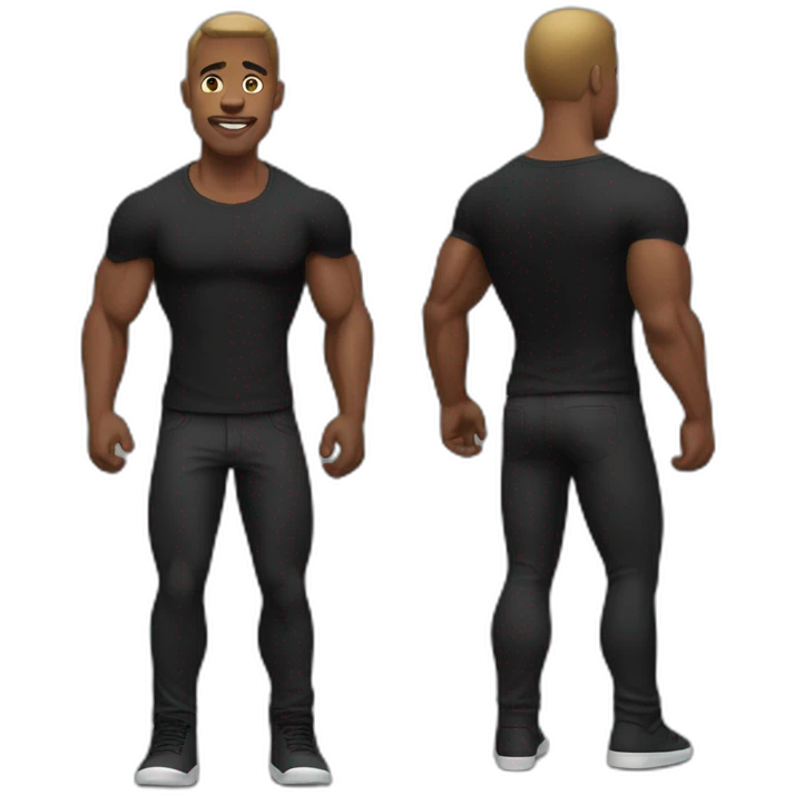 man with muscles wearing black tshirt and pants emoji
