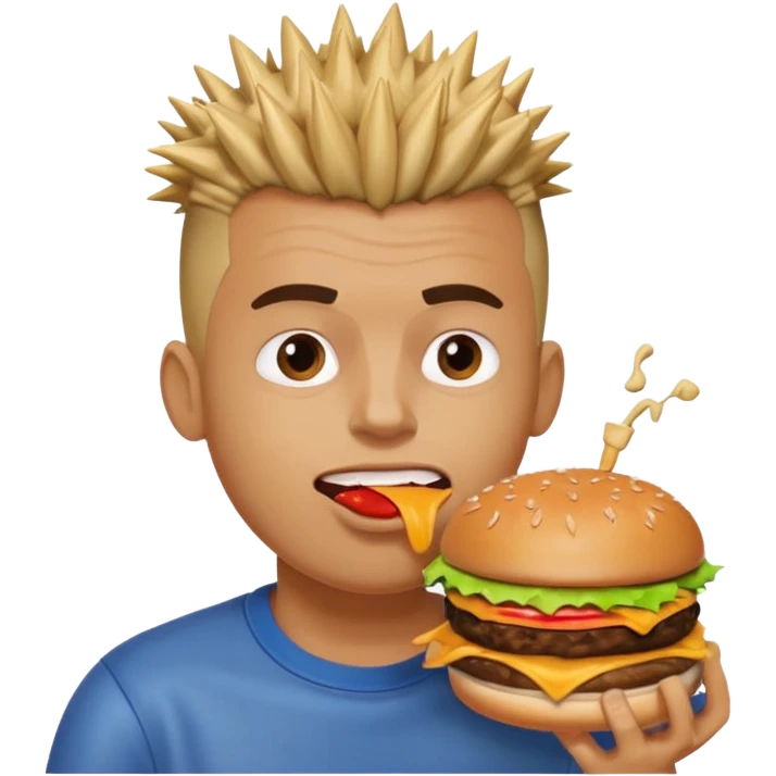 fast-food lover man  with spiky hair mohawk  emoji